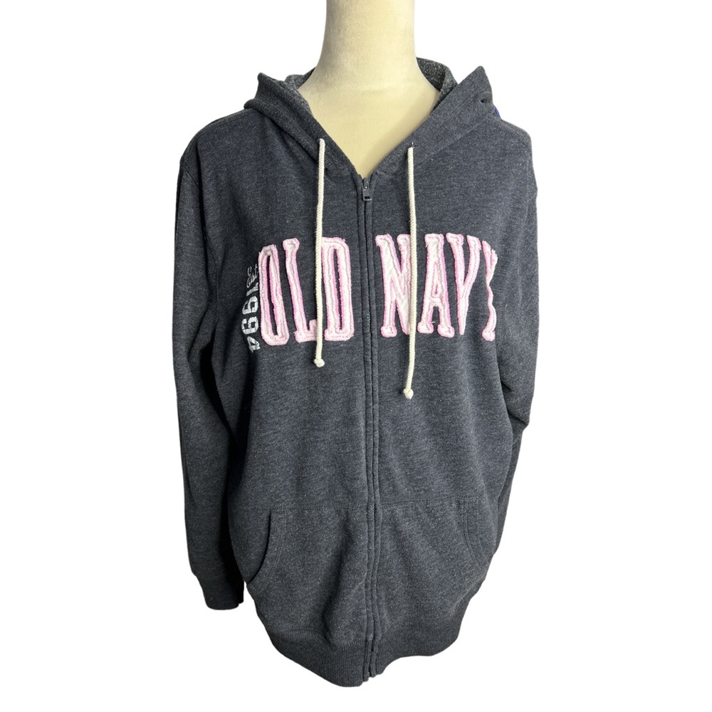 Old Navy dark‎ grey zip front hoodie sweatshirt jacket, XL